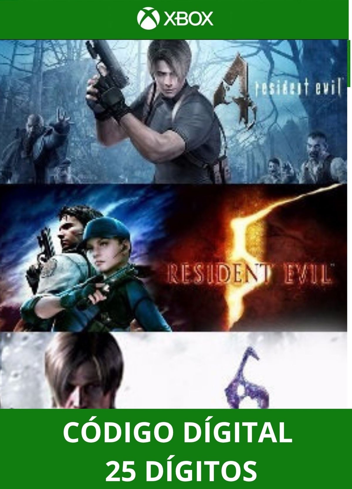 Resident Evil 4 5 6 XBOX ONE/SERIES Código 25 Digítos Região