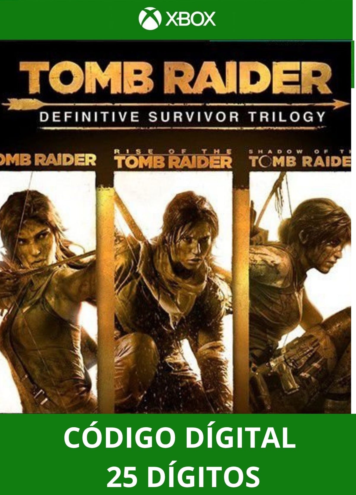 Tomb Raider: Definitive Survivor Trilogy 3 jogos - XBOX ONE/SERIES Código 25 Digítos Região