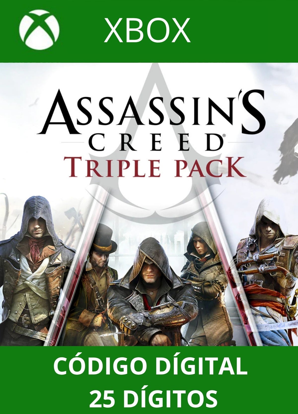 Pack triplo Assassin's Creed: Black Flag, Unity, Syndicate XBOX ONE/SERIES Código 25 Digítos Região